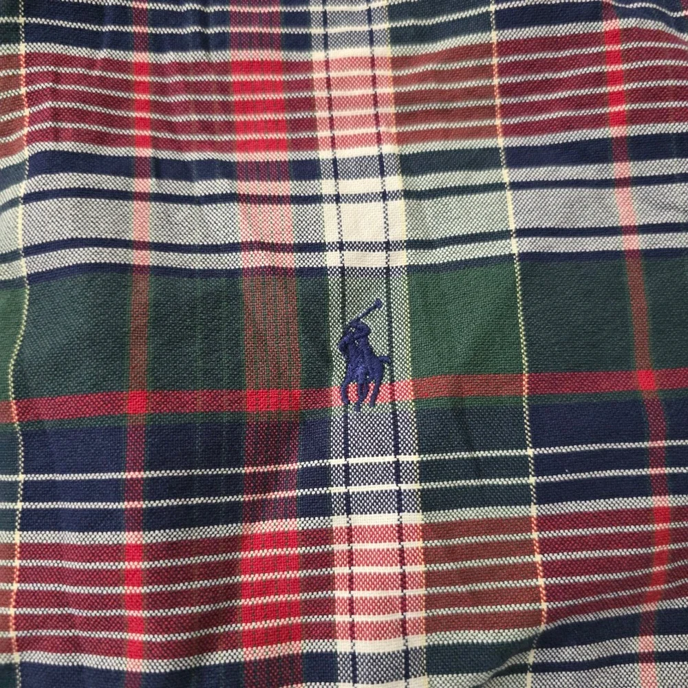 Ralph Lauren Classic Fit Plaid Button Down Shirt Mens 15 32/33 Red Green Tartan